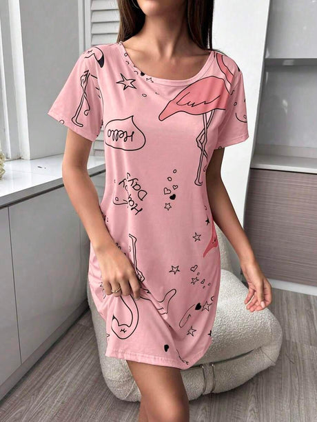 Women's Letter Printed Sleep Dress - Aadima Nepal -online shopping Nepal - Fashion -Buy Clothing Online  in Nepal
