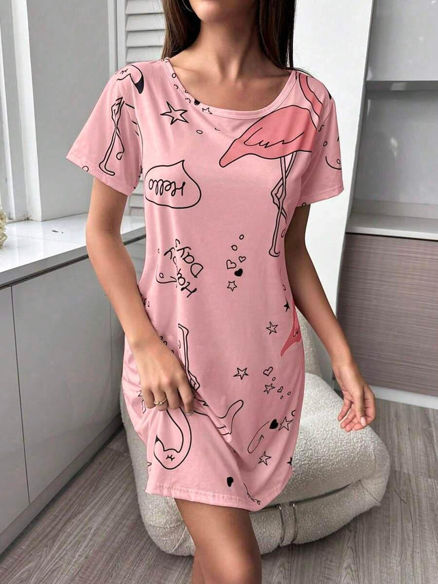 Women's Letter Printed Sleep Dress - Aadima Nepal -online shopping Nepal - Fashion -Buy Clothing Online in Nepal
