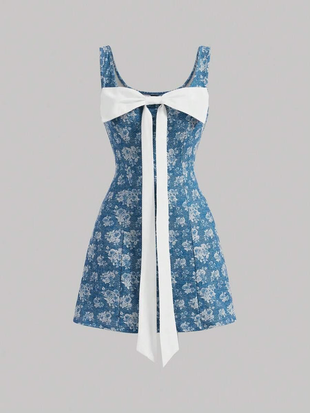 Floral Pattern Sleeveless Dress - Aadima Nepal -online shopping Nepal - Fashion -Buy Clothing Online in Nepal