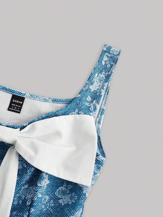 Floral Pattern Sleeveless Dress - Aadima Nepal -online shopping Nepal - Fashion -Buy Clothing Online in Nepal