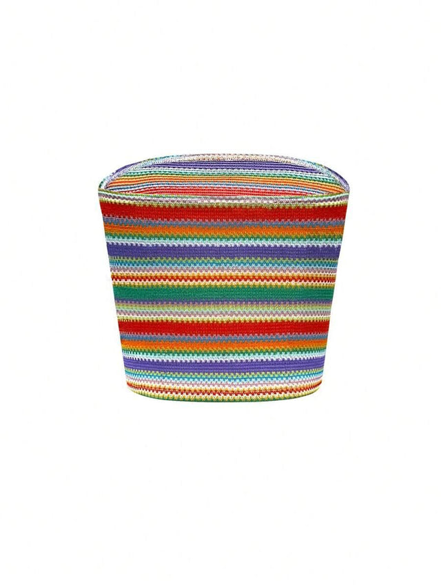 Summer Slim Fit Tube Top Colorful Stripes - Aadima Nepal -online shopping Nepal - Fashion -Buy Clothing Online in Nepal