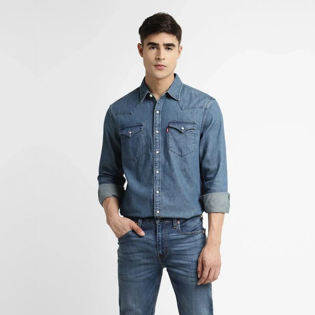 Solid Blue Collar Shirt - Aadima Nepal -online shopping Nepal - Fashion -Buy Clothing Online in Nepal