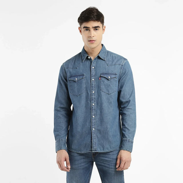 Solid Blue Collar Shirt - Aadima Nepal -online shopping Nepal - Fashion -Buy Clothing Online in Nepal