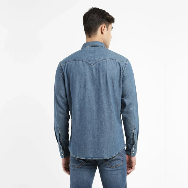 Solid Blue Collar Shirt - Aadima Nepal -online shopping Nepal - Fashion -Buy Clothing Online in Nepal