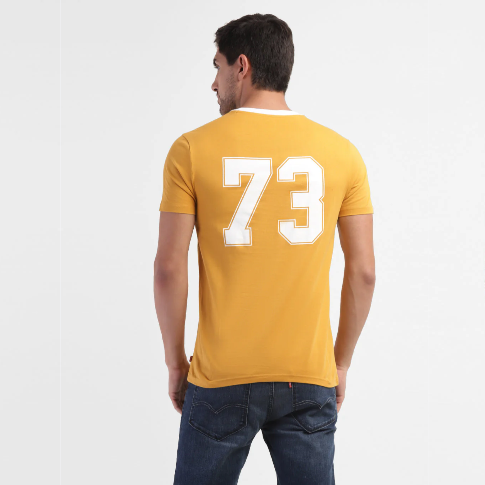 Men's Yellow Brand Logo T-Shirt