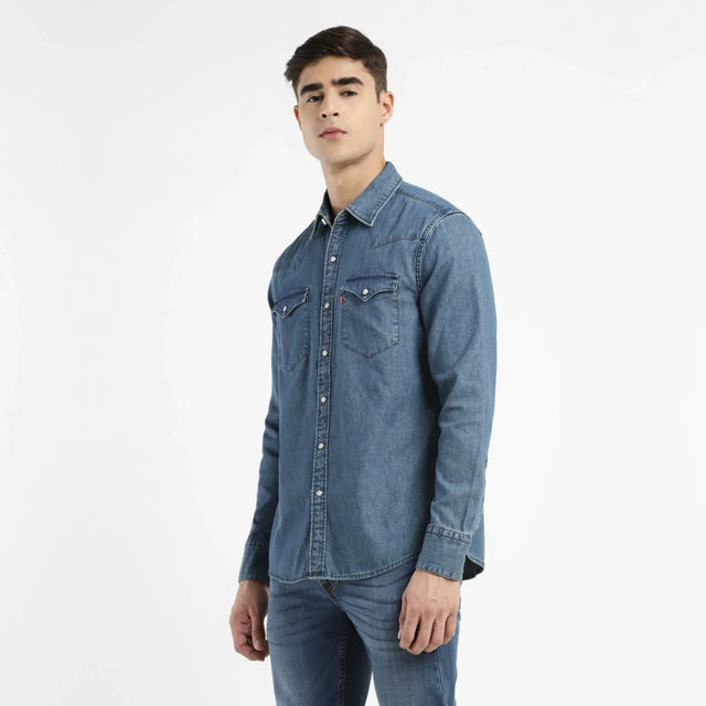 Solid Blue Collar Shirt - Aadima Nepal -online shopping Nepal - Fashion -Buy Clothing Online in Nepal