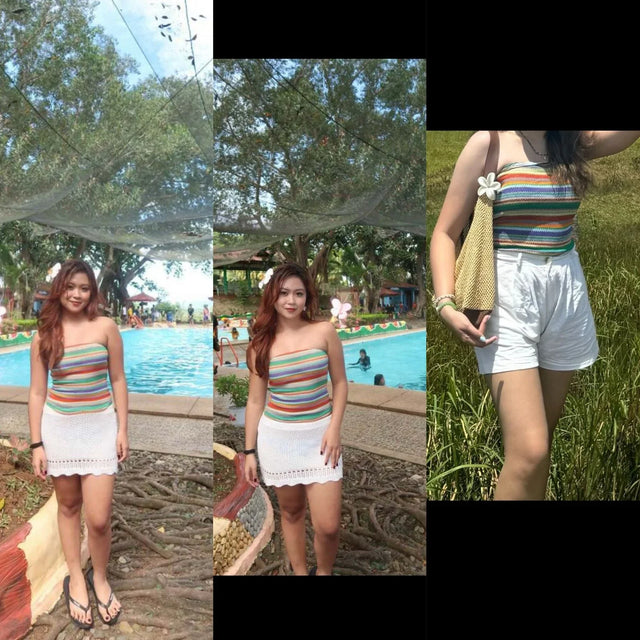 Summer Slim Fit Tube Top Colorful Stripes - Aadima Nepal -online shopping Nepal - Fashion -Buy Clothing Online in Nepal