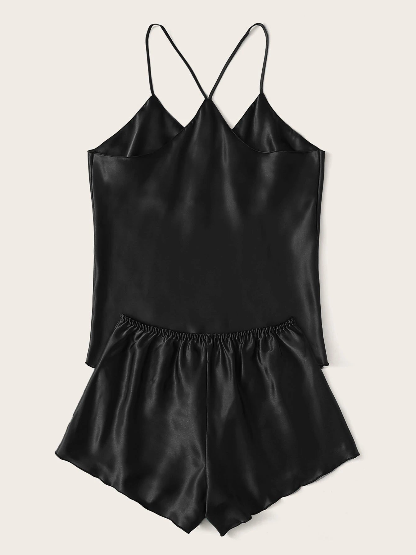 Satin Cami Top With Shorts Pajama Set