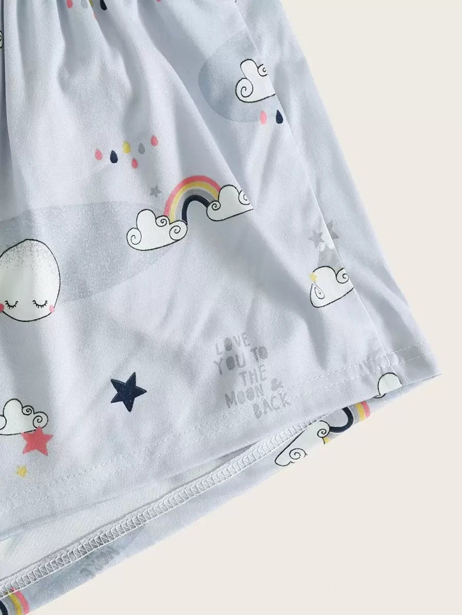Cloud Print Pajama Set with Eye Cover