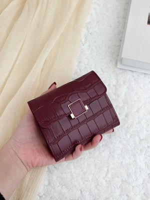 Crocodile Embossed Mini Bi‑Fold Wallet