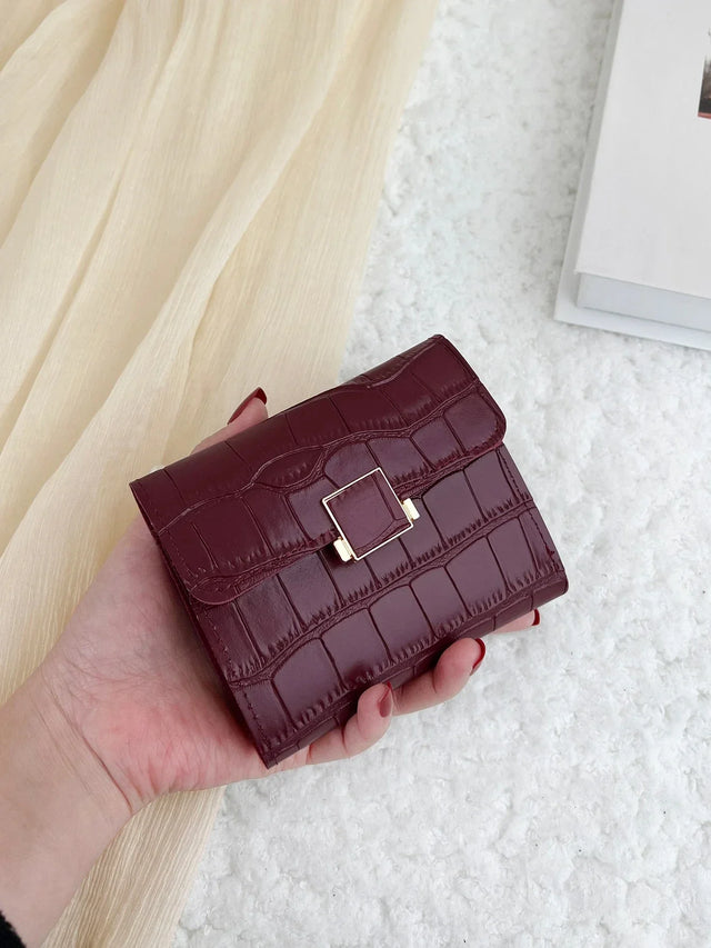 Crocodile Embossed Mini Bi‑Fold Wallet