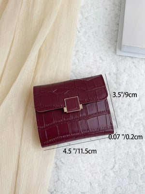 Crocodile Embossed Mini Bi‑Fold Wallet