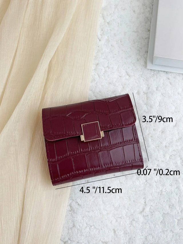 Crocodile Embossed Mini Bi‑Fold Wallet