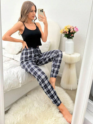Solid Cami Top & Print Pants PJ Set