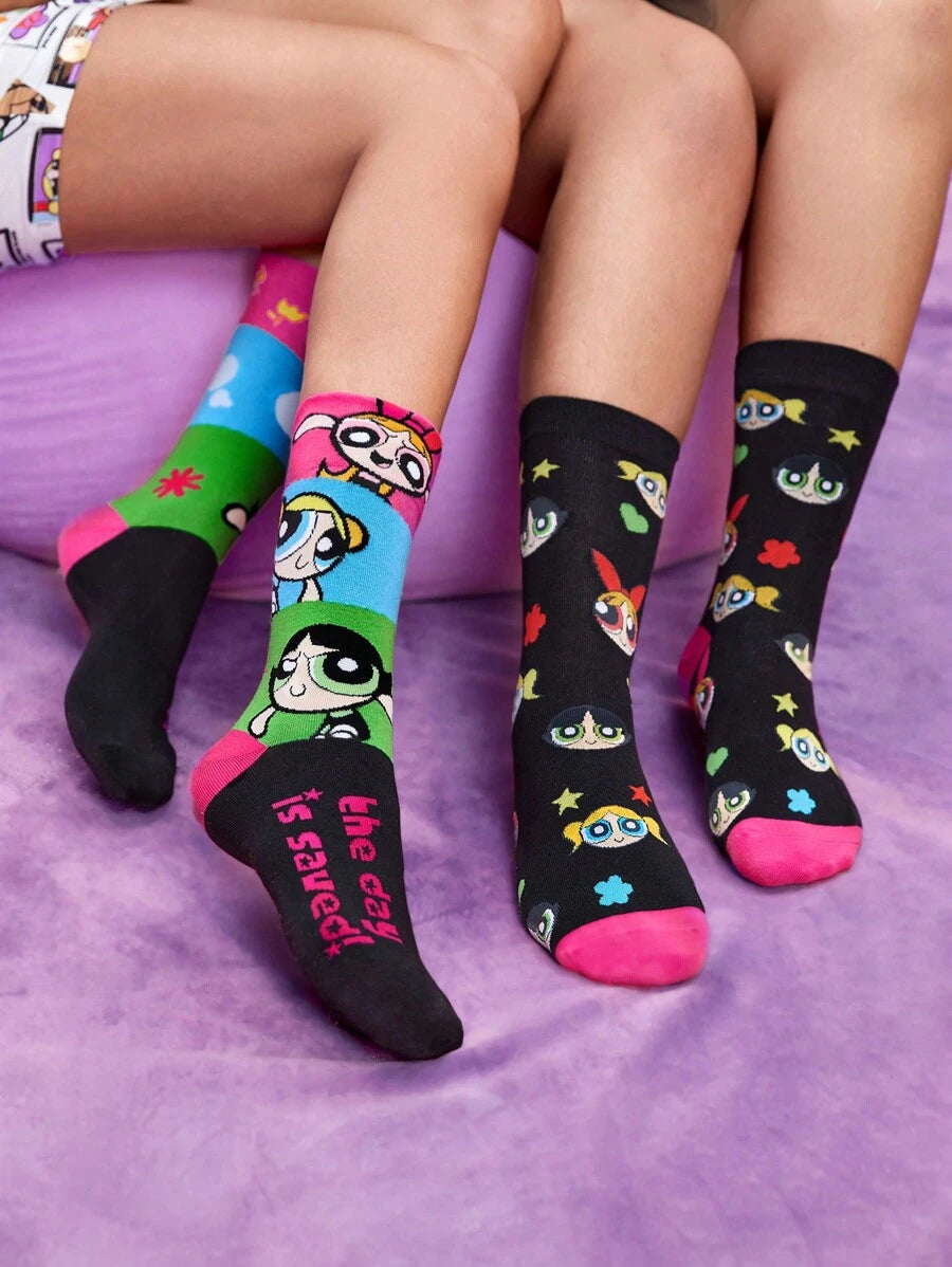 The POWERPUFF GIRLS 2 PAIR WOMEN CASUAL SOCKS