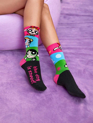 The POWERPUFF GIRLS 2 PAIR WOMEN CASUAL SOCKS