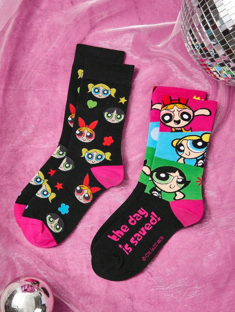 The POWERPUFF GIRLS 2 PAIR WOMEN CASUAL SOCKS