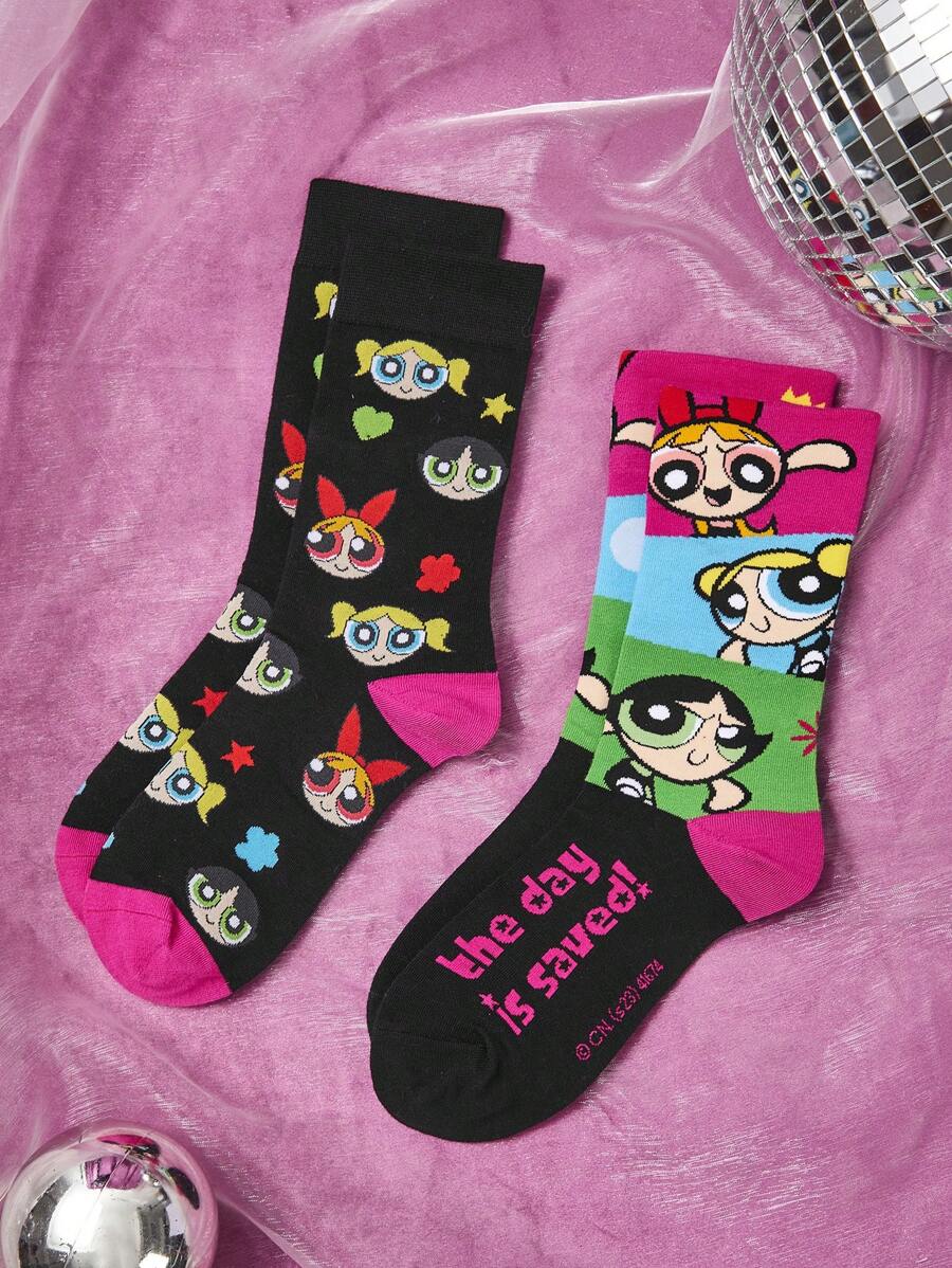 The POWERPUFF GIRLS 2 PAIR WOMEN CASUAL SOCKS