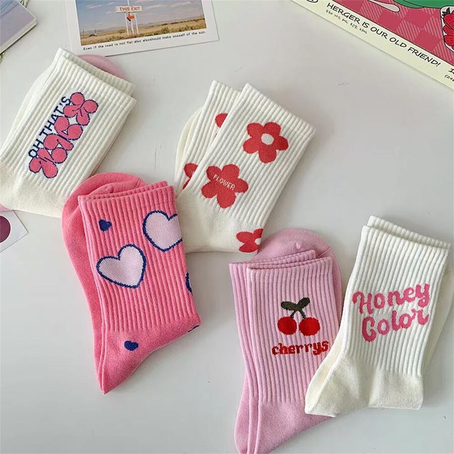 5-Pack Ladies' Cute Patterned Mid-Calf Socks (NEW STOCK)