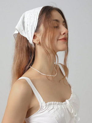 Floral Embroidered Scalloped Headwrap