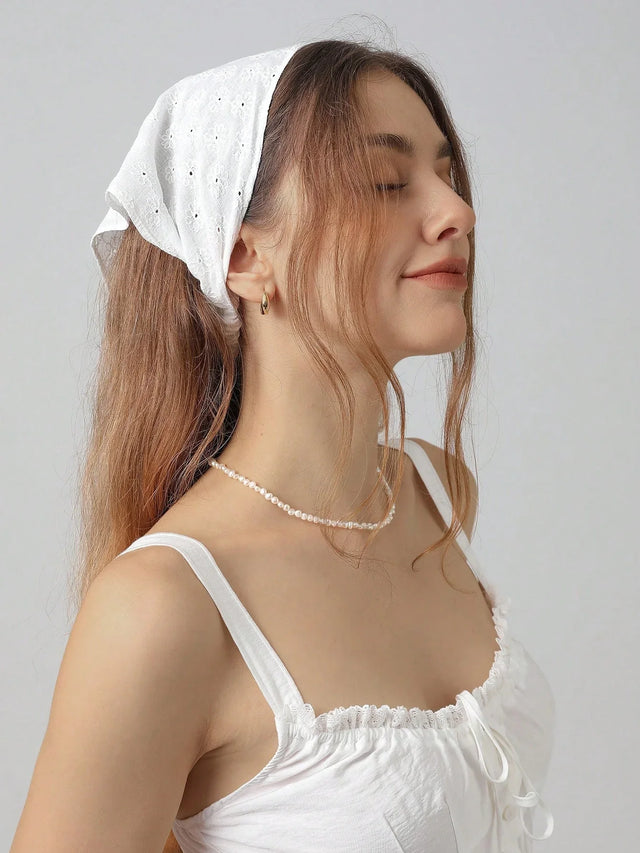 Floral Embroidered Scalloped Headwrap