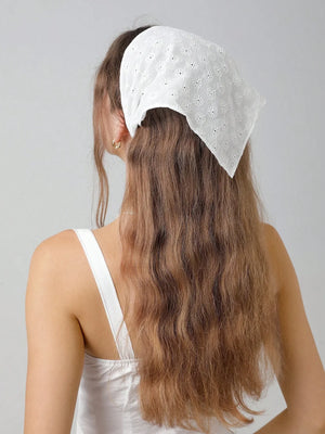 Floral Embroidered Scalloped Headwrap