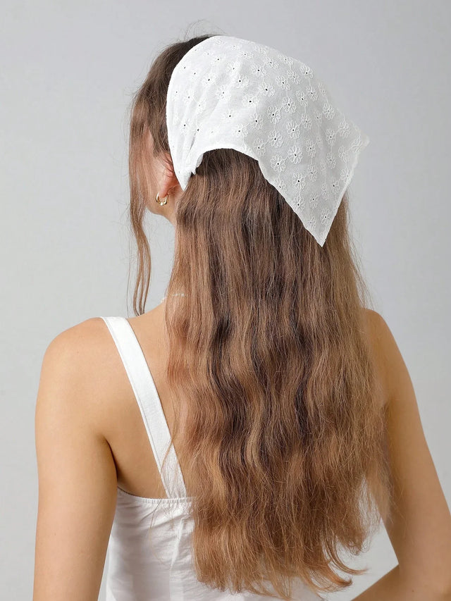 Floral Embroidered Scalloped Headwrap