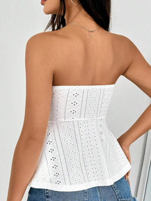 SHEIN Solid Ruffle Hem Tube Top/White - Aadima Nepal -online shopping Nepal - Fashion -Buy Clothing Online  in Nepal