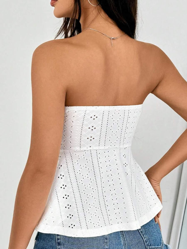 SHEIN Solid Ruffle Hem Tube Top/White - Aadima Nepal -online shopping Nepal - Fashion -Buy Clothing Online  in Nepal