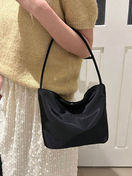 Nylon Letter Print Shoulder Bucket Bag