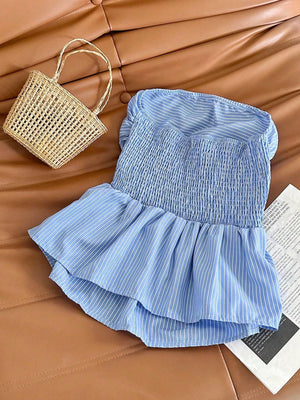 Online shopping Nepal - Buy SHEIN MOOSTA Summer Pinstripe Strapless Top in Nepal