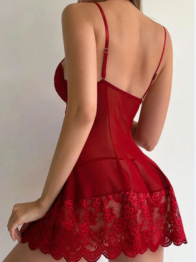Deep V-neck Sexy Strap Mesh Lingerie Dress - Aadima Nepal -online shopping Nepal - Fashion -Buy Clothing Online  in Nepal