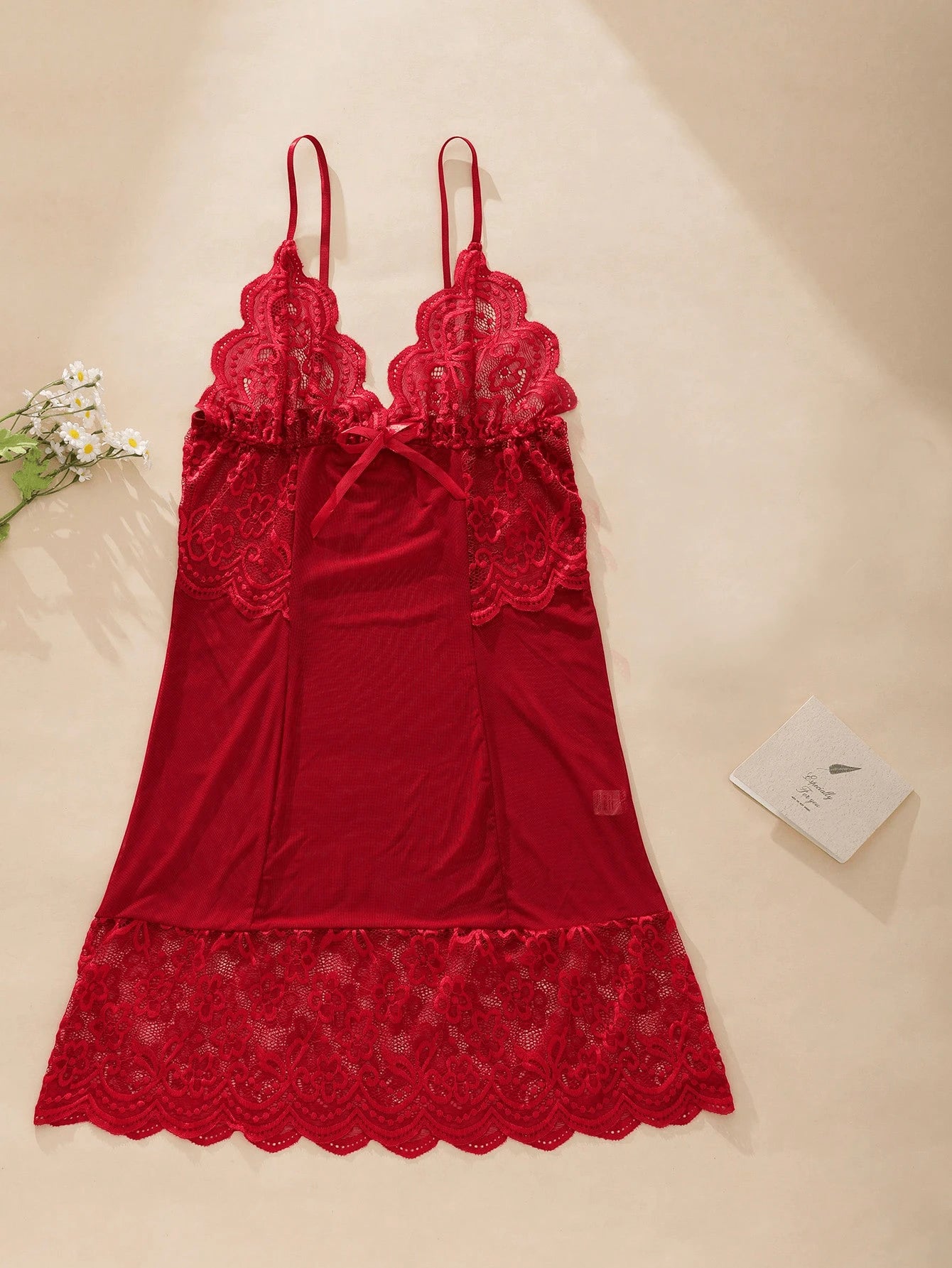 Deep V-neck Sexy Strap Mesh Lingerie Dress