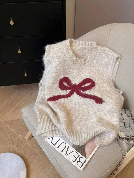Online shopping Nepal - Buy SHEIN Franclia Bowknot Knit Sweater Vest Online in Nepal