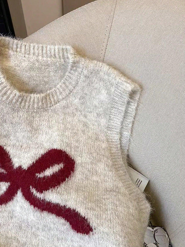 Online shopping Nepal - Buy SHEIN Franclia Bowknot Knit Sweater Vest Online in Nepal