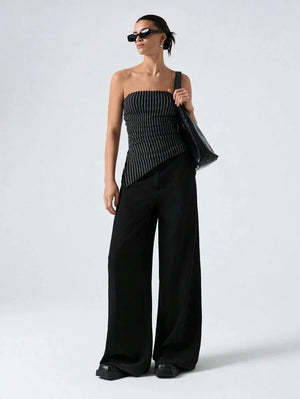 Striped Women's Asymmetric Cropped Top