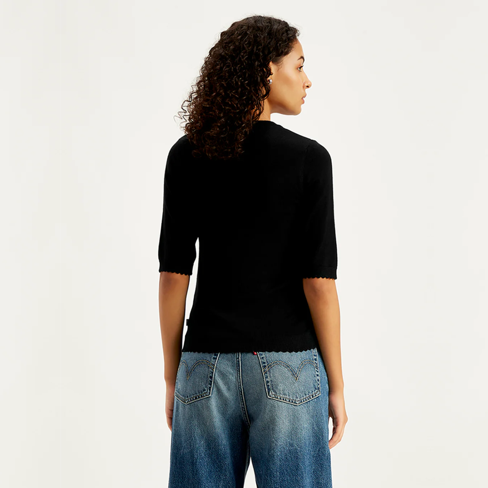 Solid Black Crew Neck Sweater