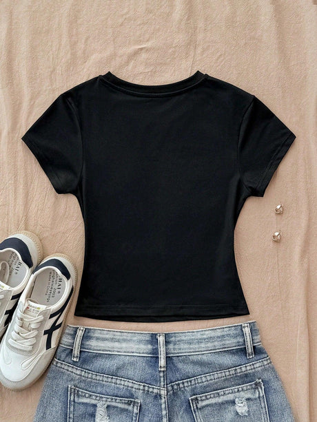 Glissea Floral Print Casual Versatile T-Shirt