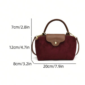 Retro Nylon Dumpling Bag - Attribute Details Style Fashionable Features Lightweight Color Burgundy Magnetic No Bag Size Mini Closure Type Zipper Strap Type Top Handle Details Buckle, Spiked Pattern Type Colorblock, Colorful Type Square Bag Coating 100% Po