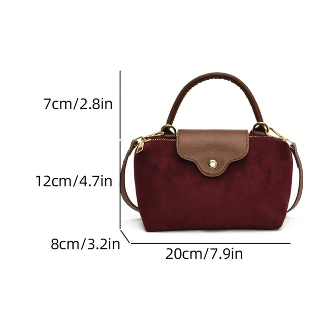 Retro Nylon Dumpling Bag - Attribute Details Style Fashionable Features Lightweight Color Burgundy Magnetic No Bag Size Mini Closure Type Zipper Strap Type Top Handle Details Buckle, Spiked Pattern Type Colorblock, Colorful Type Square Bag Coating 100% Po