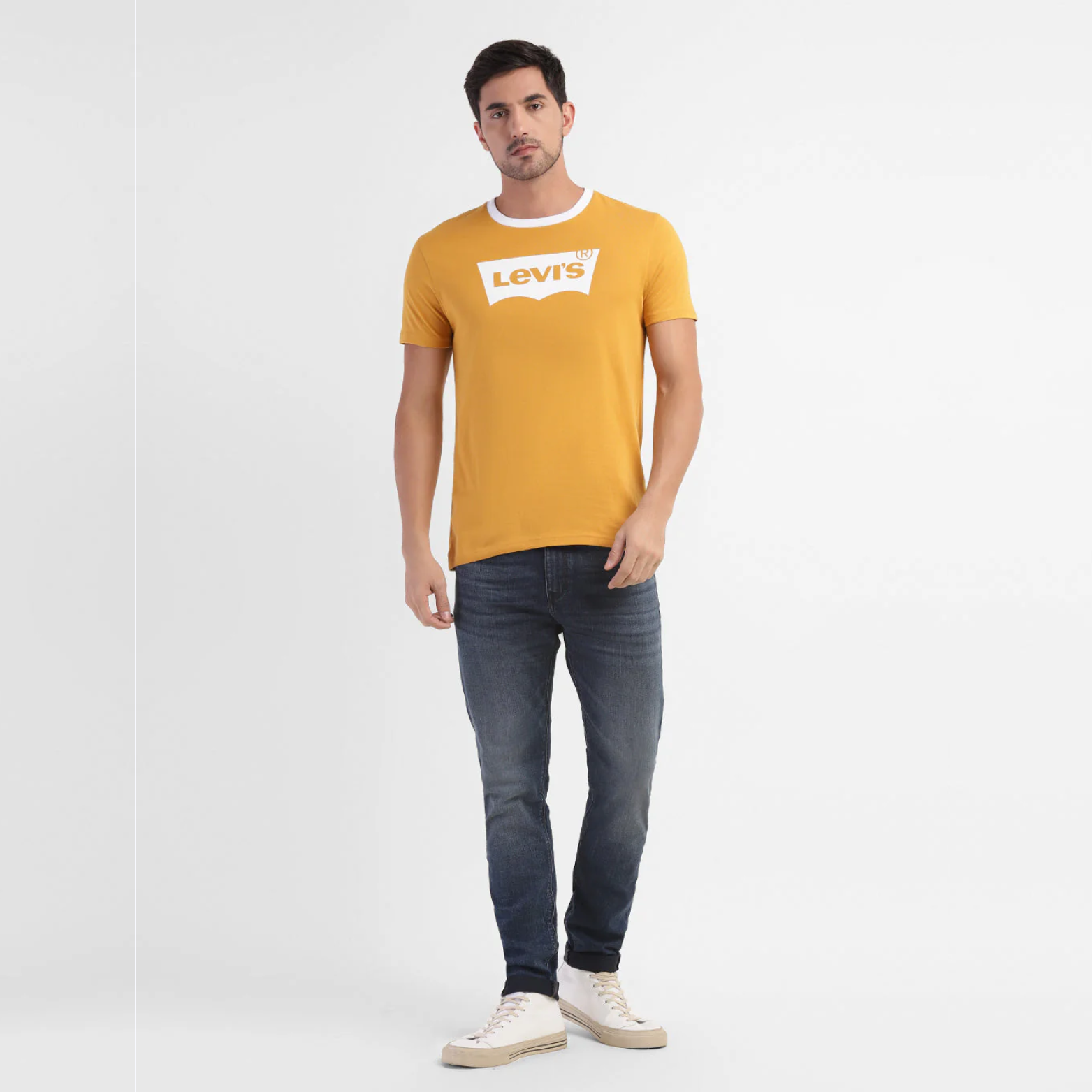 Men's Yellow Brand Logo T-Shirt