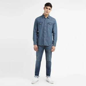 Solid Blue Collar Shirt - Aadima Nepal -online shopping Nepal - Fashion -Buy Clothing Online  in Nepal