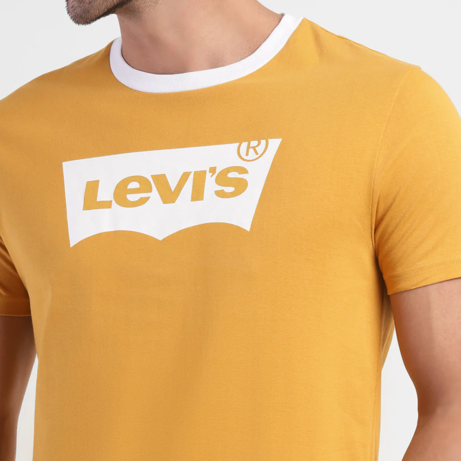 Men's Yellow Brand Logo T-Shirt