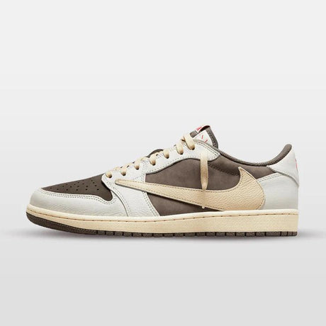 Get the Travis Scott x Air Jordan 1 Low OG 'Reverse Mocha' in Nepal! Featuring premium brown suede, reverse Swoosh, scarlet accents, and vintage-inspired details. Limited edition—shop now!