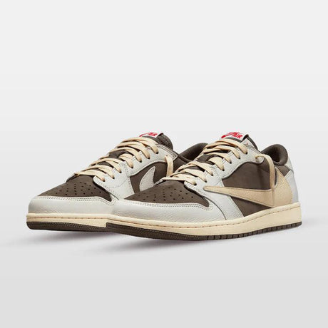 Get the Travis Scott x Air Jordan 1 Low OG 'Reverse Mocha' in Nepal! Featuring premium brown suede, reverse Swoosh, scarlet accents, and vintage-inspired details. Limited edition—shop now!